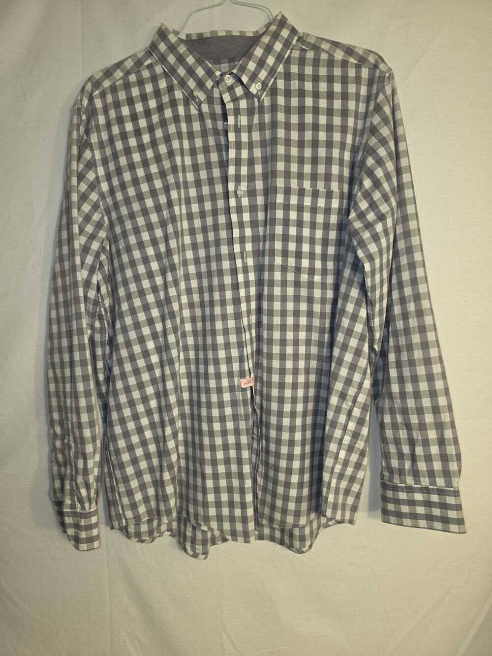 George Long Sleeve Dress Shirt Button Grayish Plaid Size XL 46-48